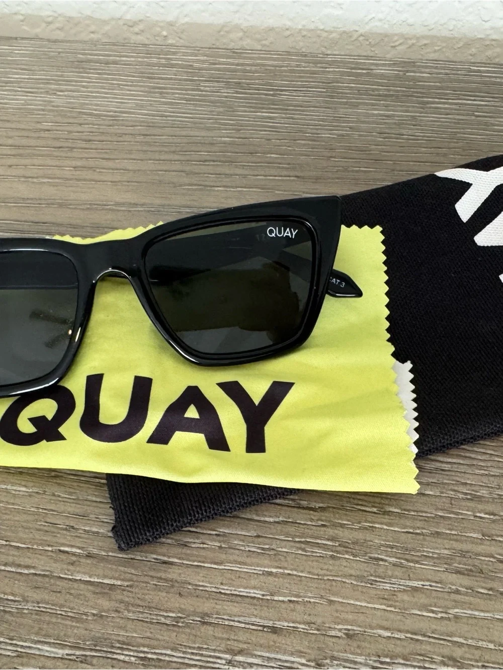Quay Australia Black Square Frame Sunglasses with Dark Lenses